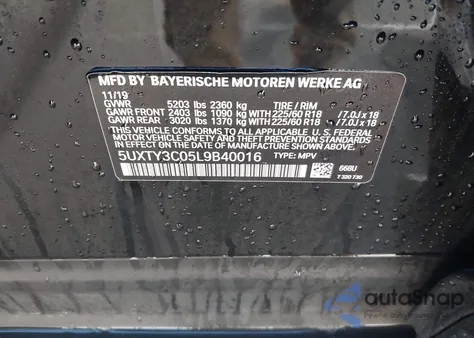 2020 BMW X3 Sdrive30I from USA, damaged, VIN 5UXTY3C05L9B40016